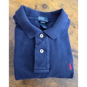 Polo Ralph Lauren‎ Boys Navy Blue Short Sleeve Cotton Pique Polo Shirt L 16/18